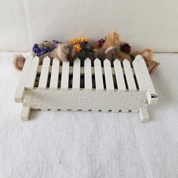 Boyds Bears three plush garden picket fence NWT garden wreath COA 4-jointed - Picture 4 of 9